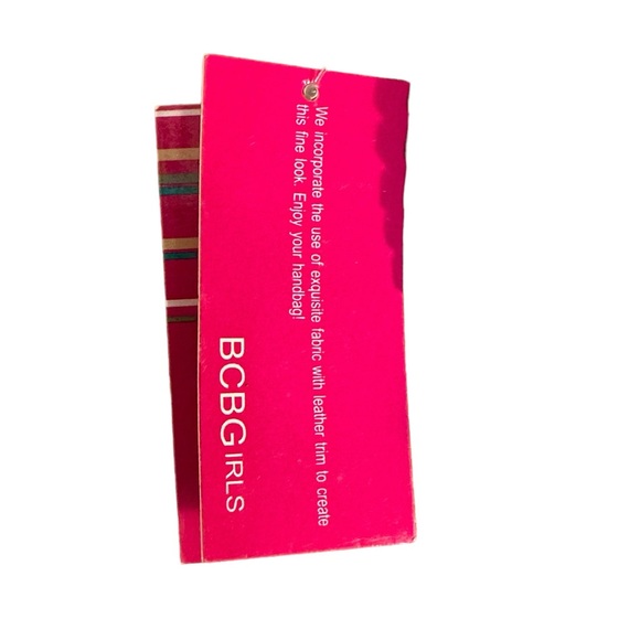 NWT BCBGIRLS  Caramel Genuine Leather and Fabric Shoulder Bag - Picture 2 of 11